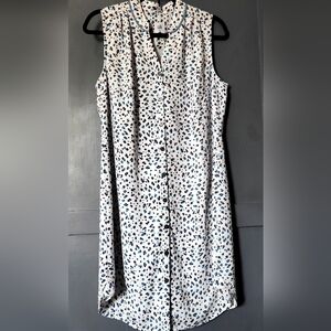 Cabi Womens Camila Sleeveless Blue, White & Black Leopard Print Dress Size M EUC